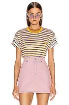 Acne Studios Elvin Face T Shirt In Stripes,pink,yellow