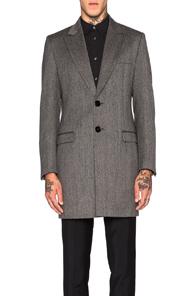 Maison Margiela Herringbone Wool Coat In Gray