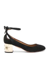 Aquazzura Suede Trinity Star Heels In Black