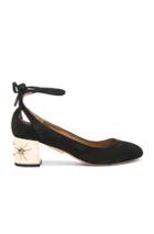 Aquazzura Suede Trinity Star Heels In Black