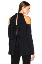 Proenza Schouler Open Shoulder Crepe Top In Black