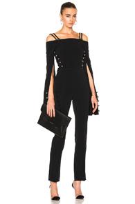 David Koma Oversized Loops & Metal Balls Cropped Jumpsuit In Black