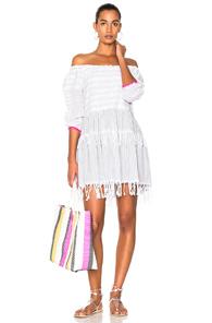 Lemlem Anan Mini Dress In Gray,stripes,white