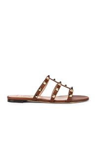 Valentino Rockstud Slides In Brown