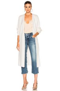 Ryan Roche Long Cardigan Jacket With Belt In White