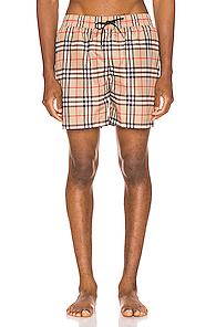 Burberry Grafton Swim Shorts In Neutral,plaid