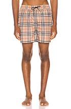 Burberry Grafton Swim Shorts In Neutral,plaid