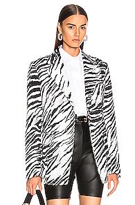 Brognano Zebra Blazer In Animal Print,black,whit
