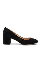 Chloe Velvet Lauren Scallop Pumps In Blue