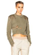 Yeezy Season 3 Destroyed Crop Military Rib Sweater With Patches In Green