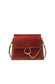 Chloe Medium Stud Leather Faye Bag In Brown