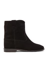 Isabel Marant Etoile Crisi Calfskin Velvet Boots In Black