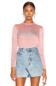 Alberta Ferretti Saturday Lurex Crewneck Sweater In Pink