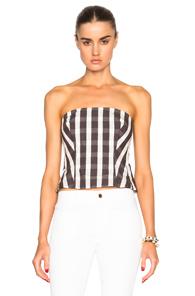 Brock Collection Bree Corset Top In Brown,checkered & Plaid