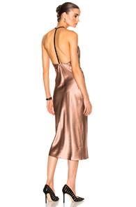 Fleur Du Mal Cowl Neck Bias Slip Dress In Neutrals,pink