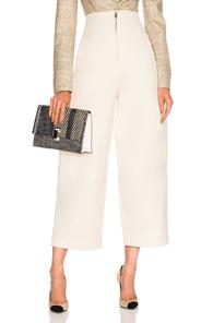 Chloe Stretch Cotton High Waisted Wide Leg Pants In White