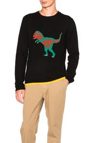 Coach 1941 T Rex Crew Neck Sweater In Black