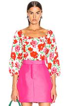 Rixo Veronica Top In Floral,pink,red,white