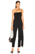 Michelle Mason Asymmetrical Strap Jumpsuit In Black