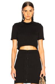 T By Alexander Wang Cropped Turtleneck Sweater In Black