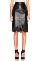 Lanvin Embroidered Leather Skirt In Black