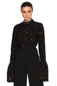 Self-portrait Fil Coup Blossom Top In Black