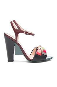 Fendi Embossed Leather Fantasia Heels In Abstract,black,red