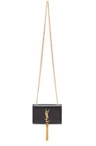 Saint Laurent Small Monogramme Tassel Chain Bag In Black,metallics