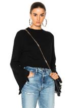 Helmut Lang Cropped Ruffle Pullover Sweater In Black