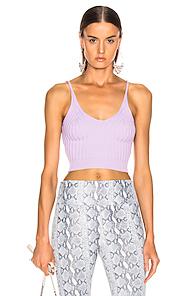 T By Alexander Wang Shrunken Rib Bra Top In Purple
