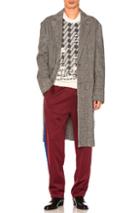 Maison Margiela Herringbone Overcoat In Black,stripes,white