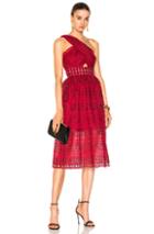 Self-portrait One Shoulder Cut Out Midi Dress In Red