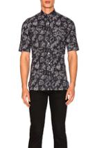 Lanvin Slim Fit Short Sleeve Shirt In Blue,animal Print