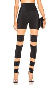 Norma Kamali Sheer Block Legging In Black,neutral,stripes