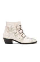 Chloe Susanna Leather Studded Ankle Boots In White