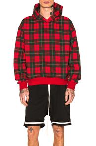 Fear Of God Plaid Everyday Hoodie In Red,checkered & Plaid