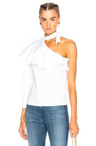 Veronica Beard Gigi Ruffle Top In White