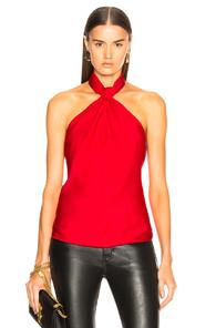 Brandon Maxwell Chiffon Knot Top In Red
