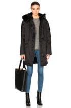 Army By Yves Salomon Gabardine Fox Fur Parka Jacket In Black