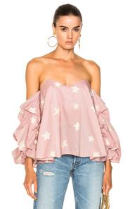 Caroline Constas Gabriella Long Sleeve Top In Pink
