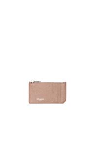 Saint Laurent Zipped Fragments Credit Card Case In Neutrals