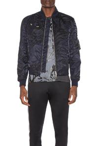 Valentino Bomber Jacket In Animal Print,blue,black