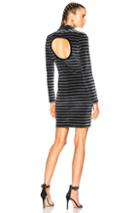 T By Alexander Wang Long Sleeve Turtleneck Dress In Blue,gray,stripes