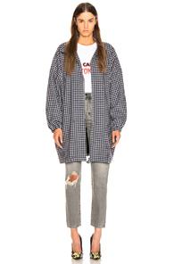 Vetements Angel Peacoat In Blue,plaid,white
