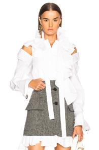 Monse Cotton Ruffle Blouse In White