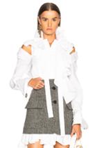 Monse Cotton Ruffle Blouse In White
