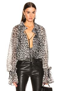 Redemption Loose Raglan Blouse In Animal Print,gray