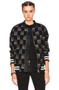 Adaptation Reversible Check Bomber In Black,checkered & Plaid