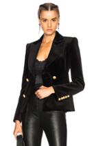 Pierre Balmain Velvet Double Breasted Blazer In Black