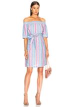 Frame Off Shoulder Dress In Blue,pink,stripes